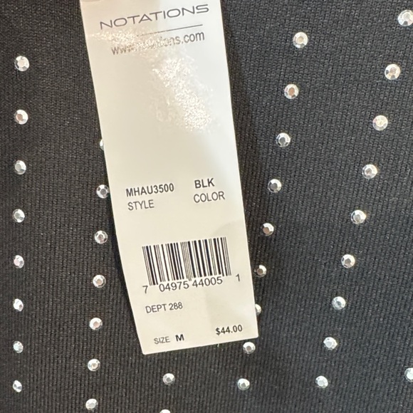 Notations Women’s Black V-Neck Studded Pullover Sweater Top Size M - Picture 7 of 9